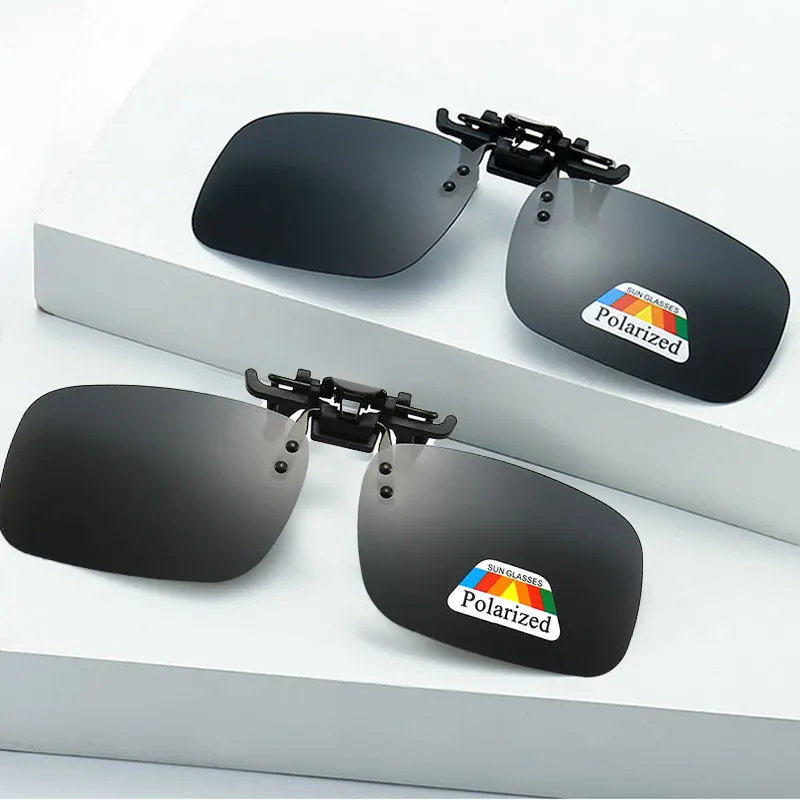 Polarized Clip Sunglasses 2Pcs Set Myopia Glasses Clip Driver Fishing Night Vision Myopia Clipon Sun Shading Eyeglasses