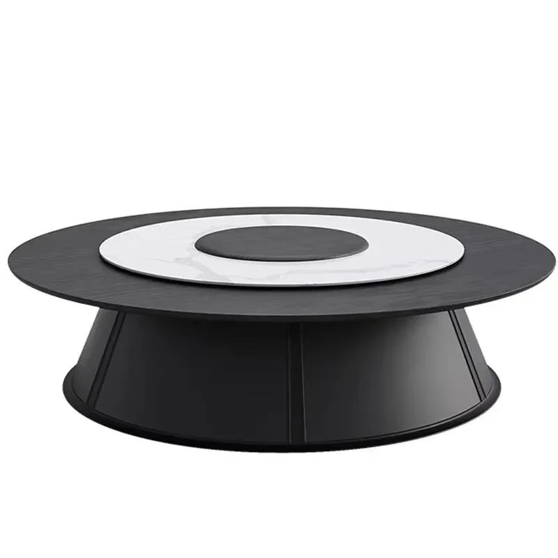 Modern design electric dining table and chair combination hotel banquet automatic turntable rock slab hotel large wooden