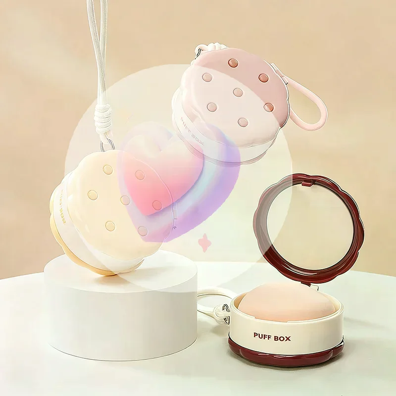 

Двухслойная портативная коробка для хранения пудры, дышащая коробка для сухой и влажной пудры, пыленепроницаемая и вентилируемая шкатулка для драгоценностей