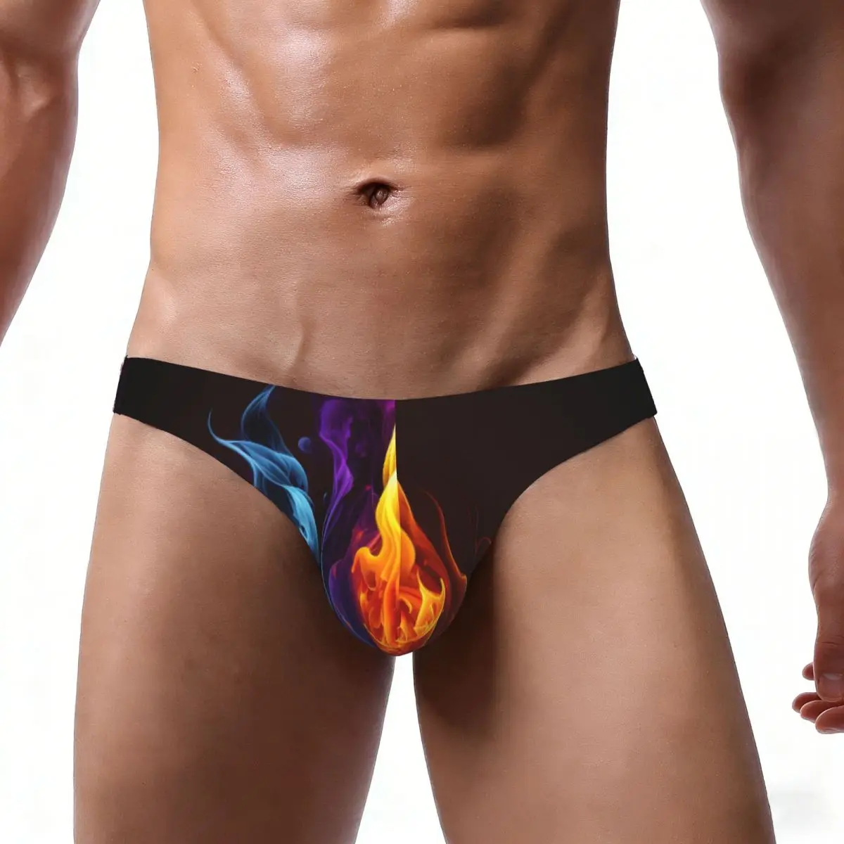 Men's Briefs Sexy Underpants Colorful Fire Flame Bikini Underwear Men Panties
