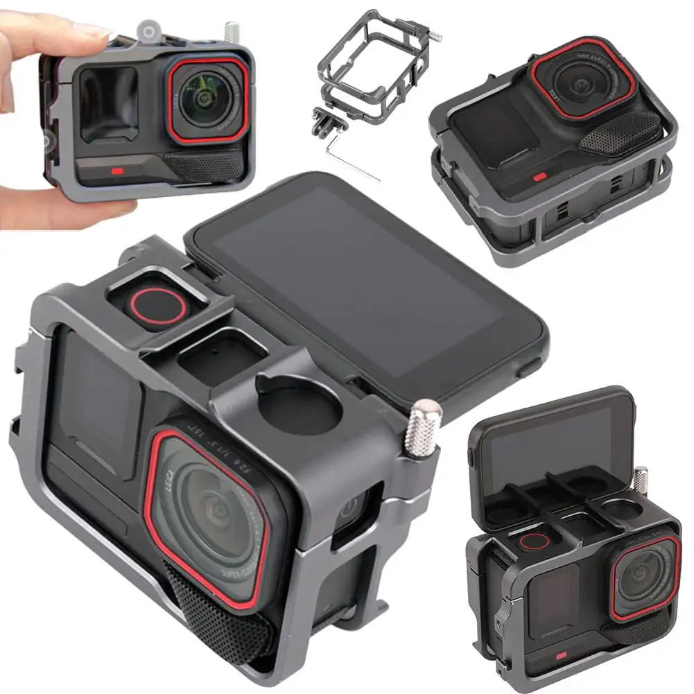 Jaula de marco de aluminio para Insta360 Ace Pro 2, funda protectora de Metal con soporte de zapata fría, funda de marco de cámara para Insta360 Ace Pro