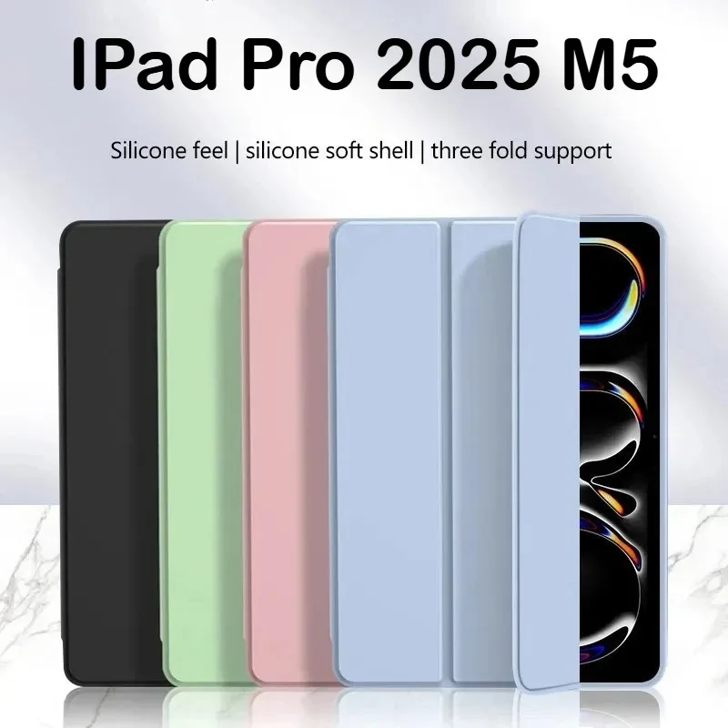 New Soft Silicone Tablet Case for IPad 2025 Pro M5 11 13 11th Gen A16 Air 7 13 11 M3 Mini7 Air 6 5 4 3Pro 2 1 10th 10.9 PU Cover