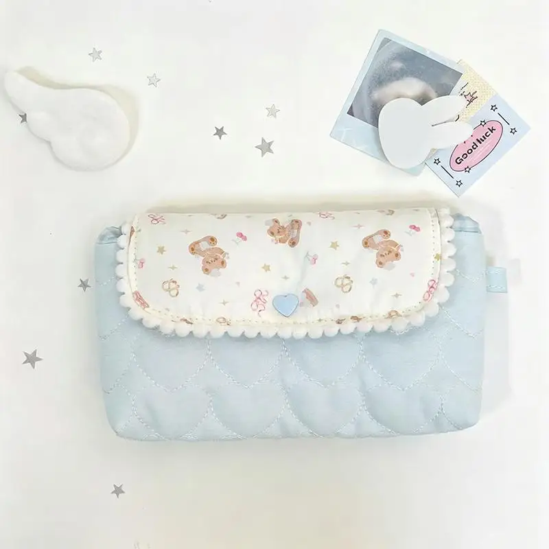 1 Stück Rosa Karierte Spitzen-Aufbewahrungstasche mit Polka-Dot-Schleife, Niedliche und Stilvolle Klapp-Make-up-Tasche für Mädchen, Mittelschülerinnen – Detail 7