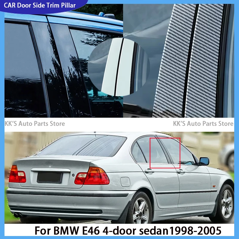 

Fit For BMW E46 4-door sedan1998-2005 Gloss Black Pillar Posts Door Side Decorative Window Trim Cover Stickers Accessories