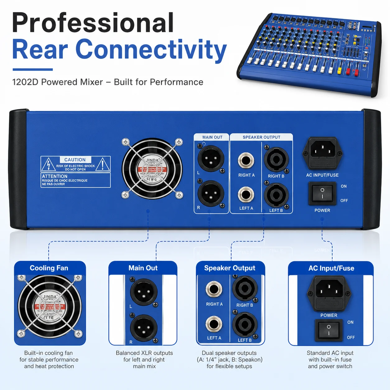 12 Channel Audio Mixer USB SD Player 16 DSP Effects 48V Phantom Power Sound Mixing Console for Karaoke Stage Live view 4