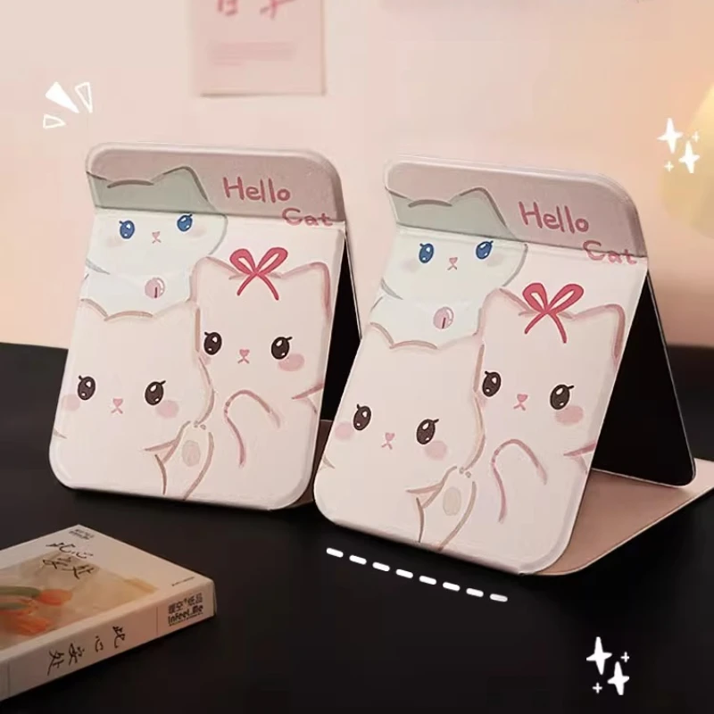 

Rectangle Makeup Mirrors Sticker Foldable Standing Creative Mirrors Kawaii Aesthetic Espelho Decorativo Home Accessories