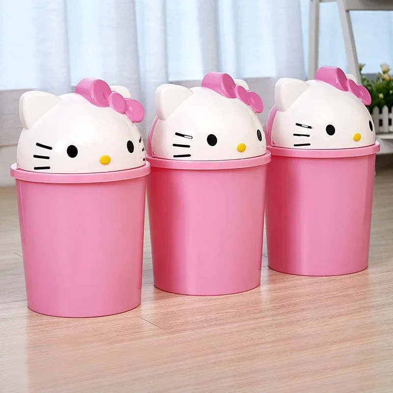 Sanrio Hello Kitty Mini Small Waste Bins Desktop Garbage Basket Home Table Plastic Trash Can Office Supplies Storage Box Gifts