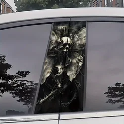 2 Piece Skull Fantasy Car Post Sticker - Unique Butterfly with Skull Black and White Sticker for All Models