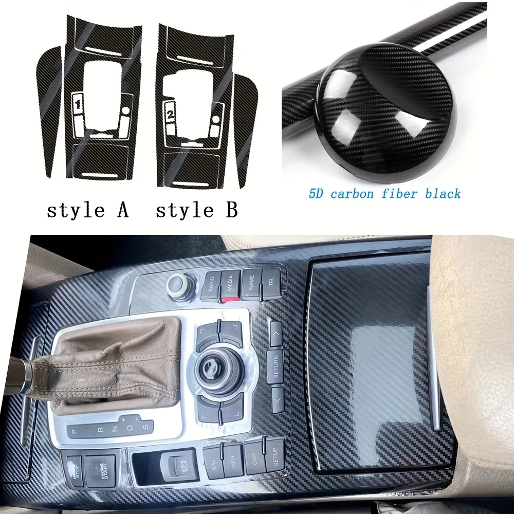 Stiker Cetakan Perubahan Warna Konsol Tengah Interior Mobil Serat Karbon Hiasan Mobil untuk Audi A6 C6 2005-2011