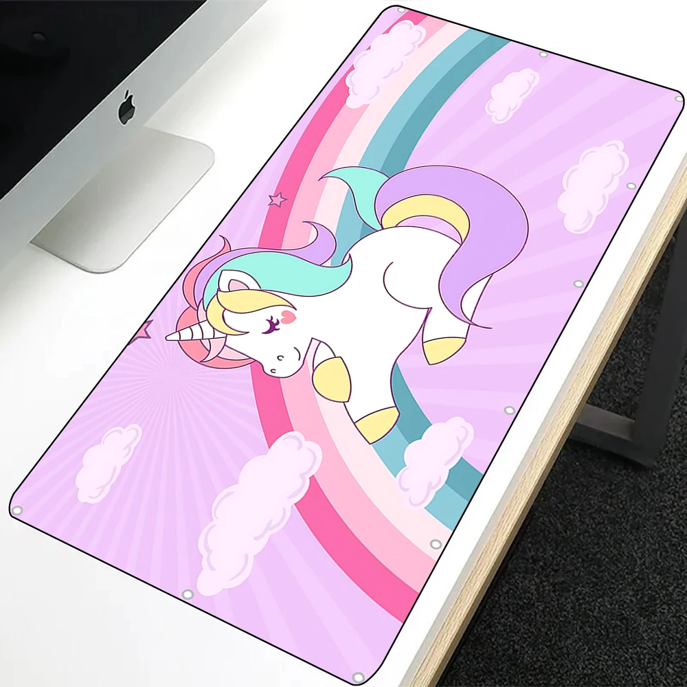 Cute Cartoon Unicorn Mousepad HD Printing Computer Gamers Locking Edge Non-slip Mouse Pad XXL90x40cm Keyboard PC Desk Pad