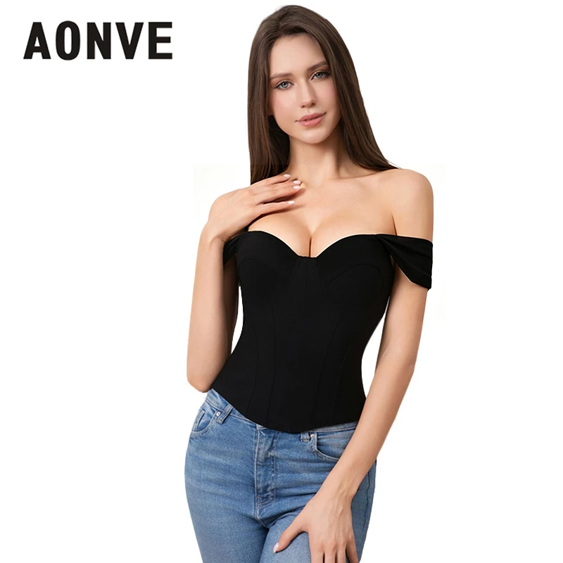 aonve-エレガントな女性用コルセット-ウエストシェイピング-お腹コントロール-フィットトップ-取り外し可能なショルダーストラップ-外側ワイヤレスブラ