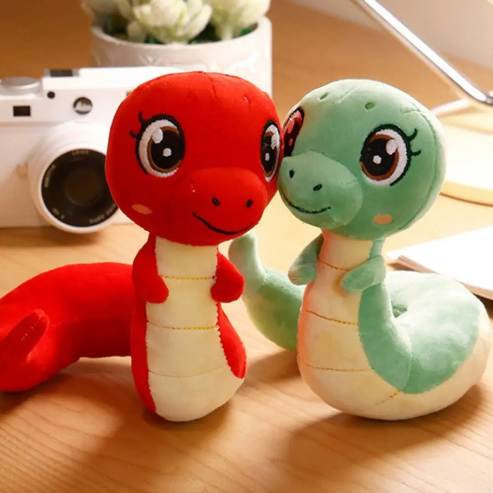 Lindo zodiaco serpiente año mascota muñeca suave peluche serpiente muñeco de juguete Anime dibujos animados serpiente de la suerte peluches muñeca niños