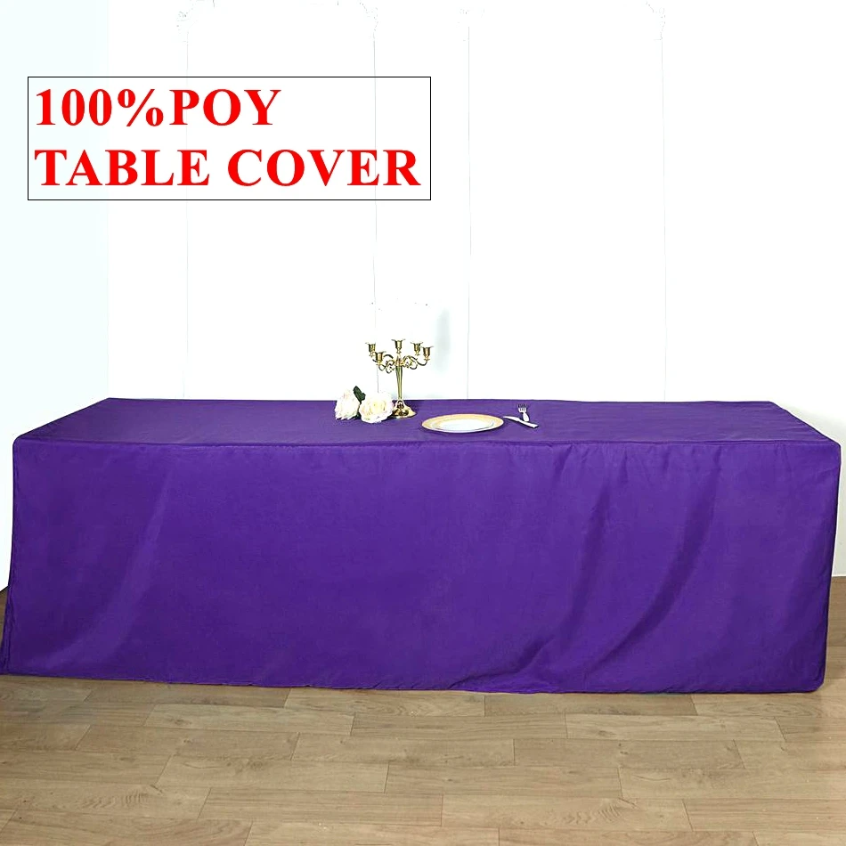 100% Polly Fitted Polyester Rectangular Table Cover Banquet Tablecloth For Wedding Event Party Decoration