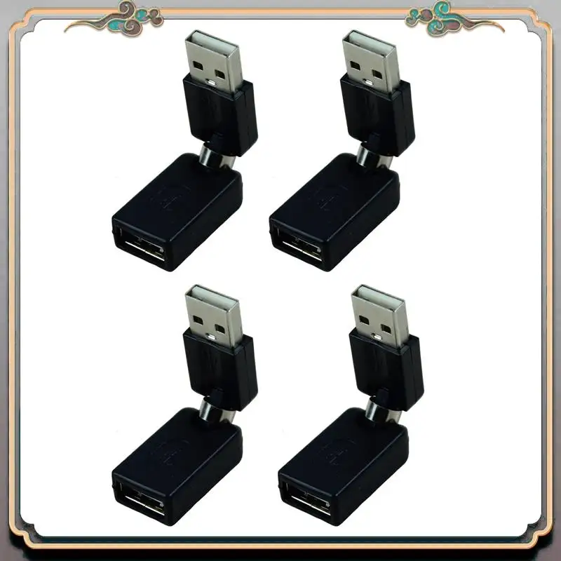 Durable 4X Black USB 2.0 Male To USB Female 360 Degree Rotation Angle Extension Adapter