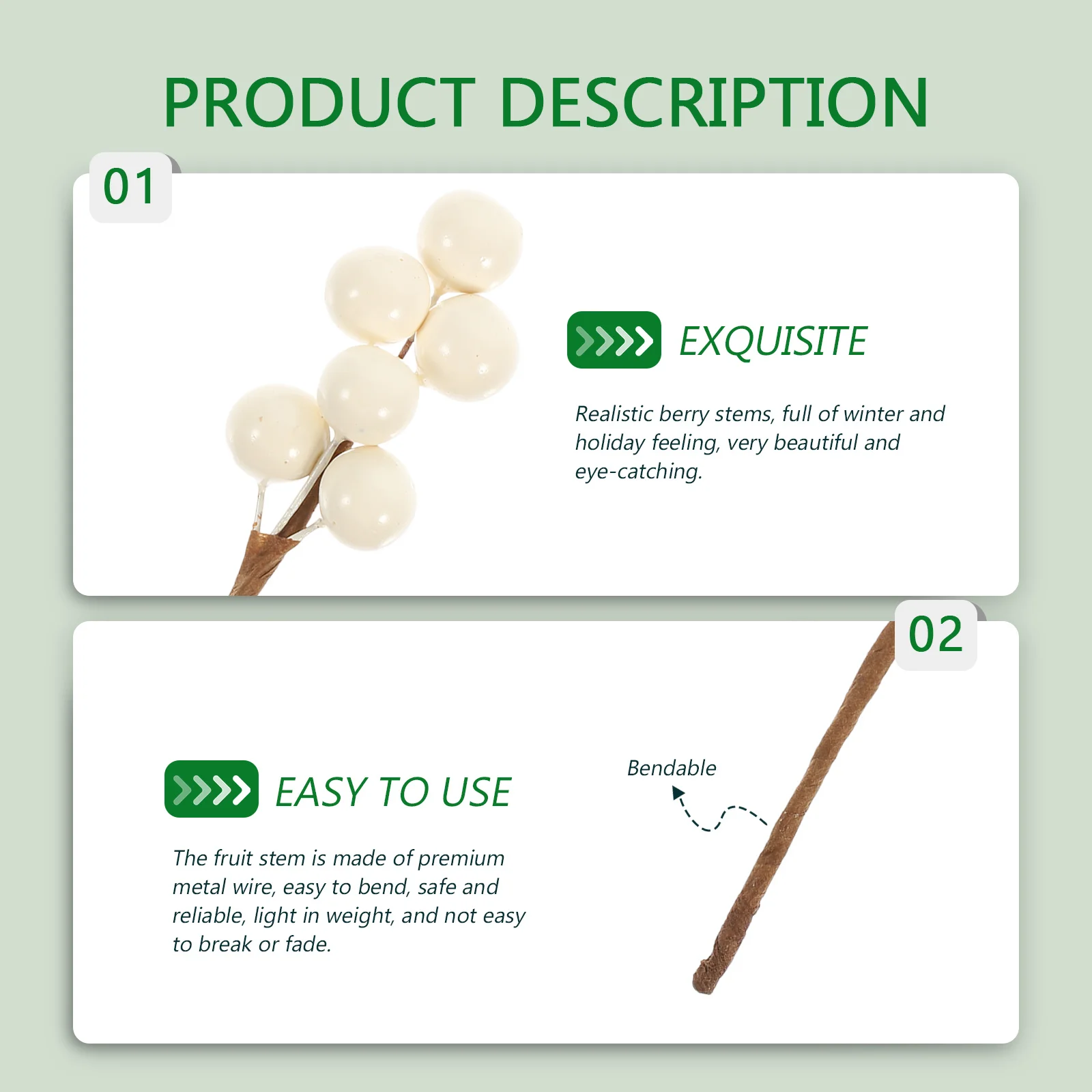 

30pcs Artificial Berries Picks Fake Christmas Stem For Xmas Tree Wreath Making Holiday Party Wedding Diy Crafts Berry Branches