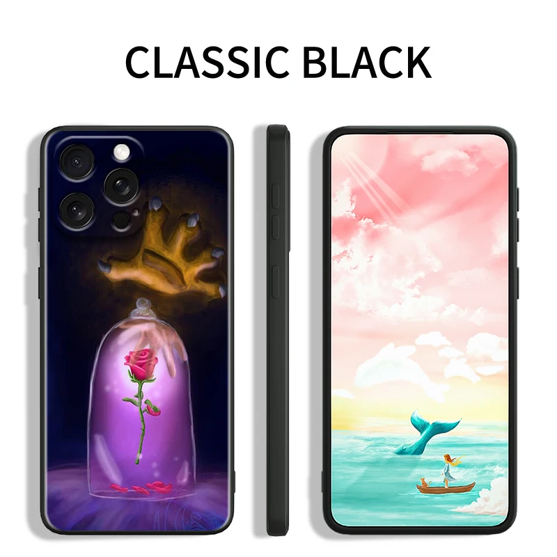 Disney Beauty Beast Belle für iPhone 15 14 13 12 11 xs xr x 8 7 se pro max plus Mini Black Cover Handy hülle