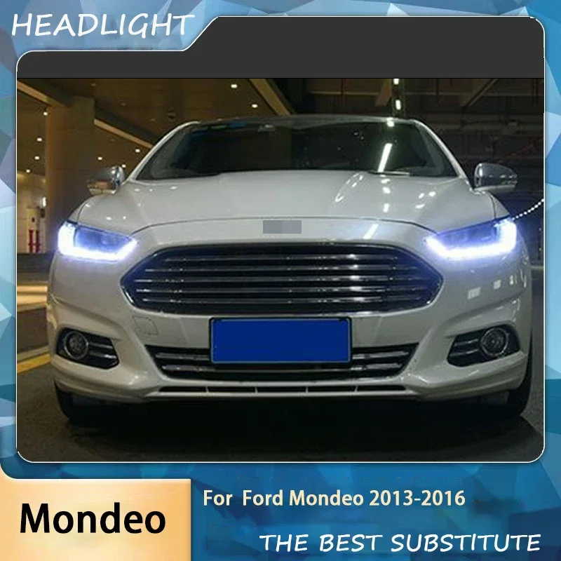 Auto Parts Headlights with tailight For Ford Mondeo Fusion 2013-2016  LED Daytime Lights Dual Projector Car Accesorios Modified