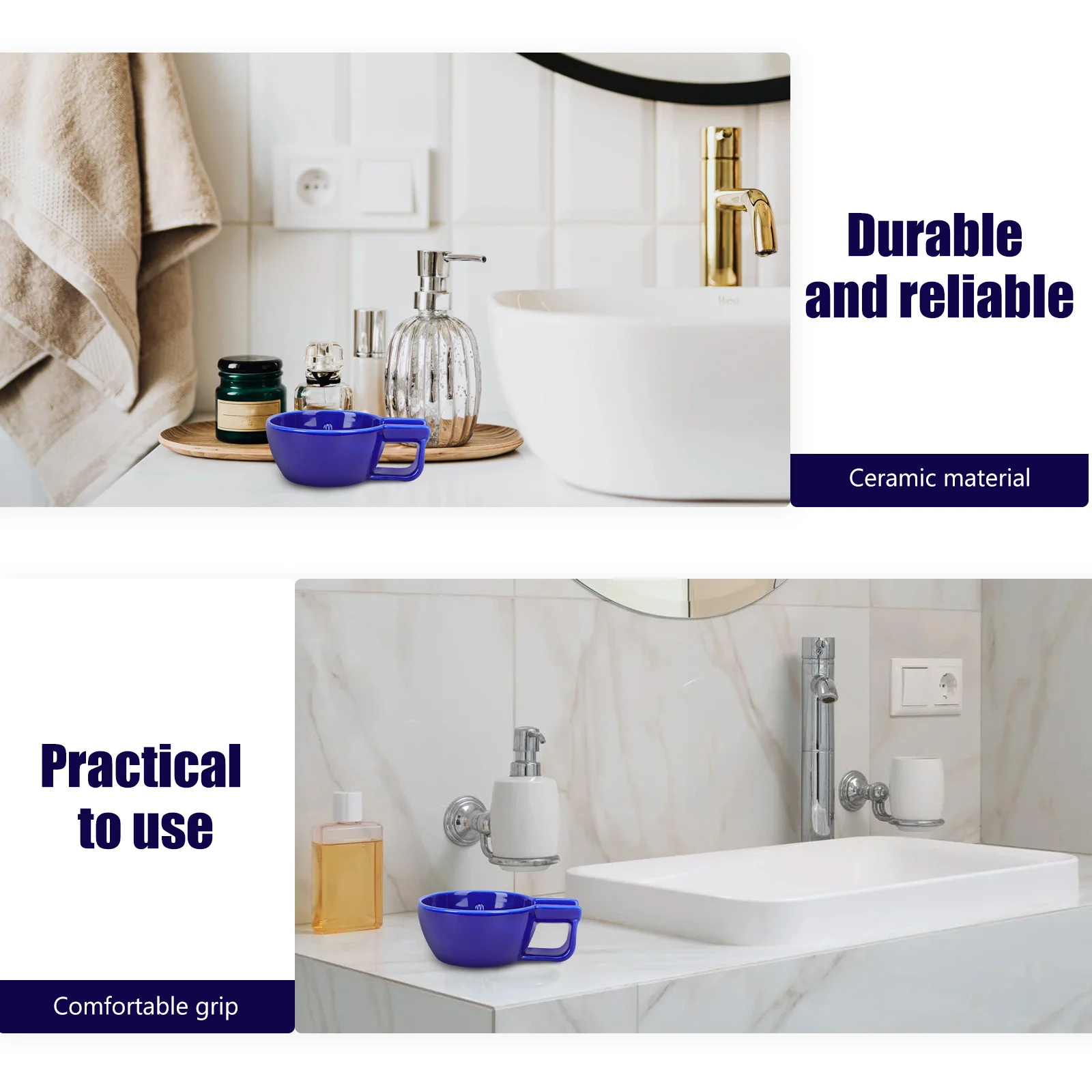 

1Pcs Shaving Soap Bubble Bowl Ceramic Thick Durable Safe Large Capacity Men Home Barber Shaving Bowl Barber Tool