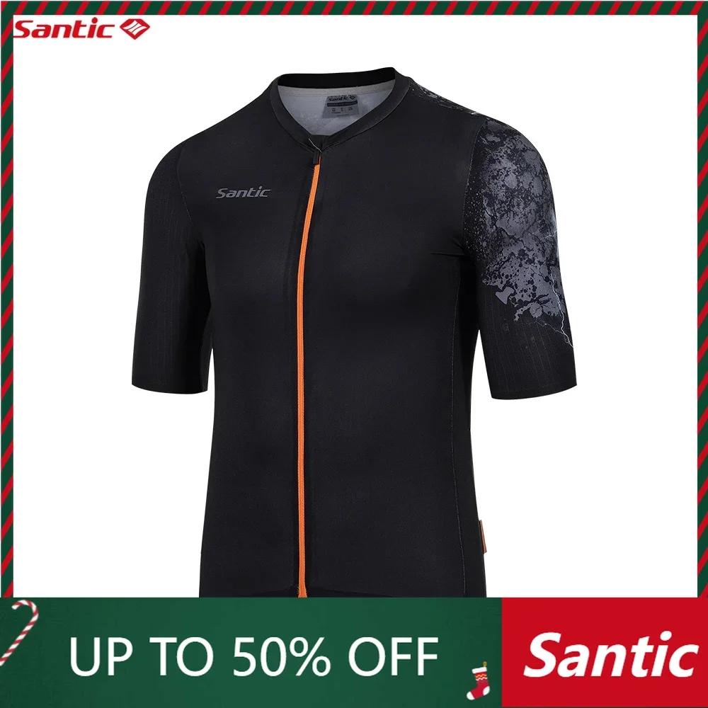 Santic Men\'s Summer Cycling Jerseys Short Sleeved Breathable Quick Drying MTB Bike Breathable Cycling Jerseys with Pockets