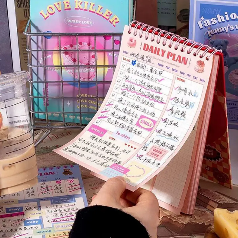 Cute Plan Time Management Schedule Weekly Plan Monthly Plan Notebook Notepad Student Supplies School Office Supplies