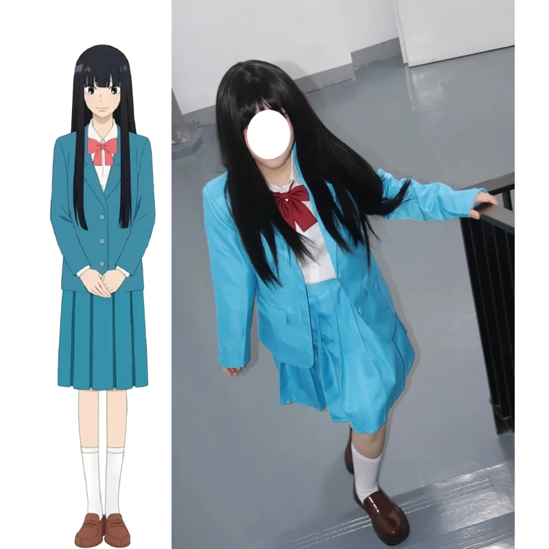 Anime From Me To You Season Kimi Mi Todoke Season 3 Kuronuma Sawako Cosplay Costume Wig Blue JK School Uniform Woman Lovely Suit