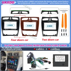 2 Din Car radio Android frame For 2005-2009 BENZ C CLASS W209 W203 GLK-CLASS C209 9INCH fascia harness multimedia decoder canbu