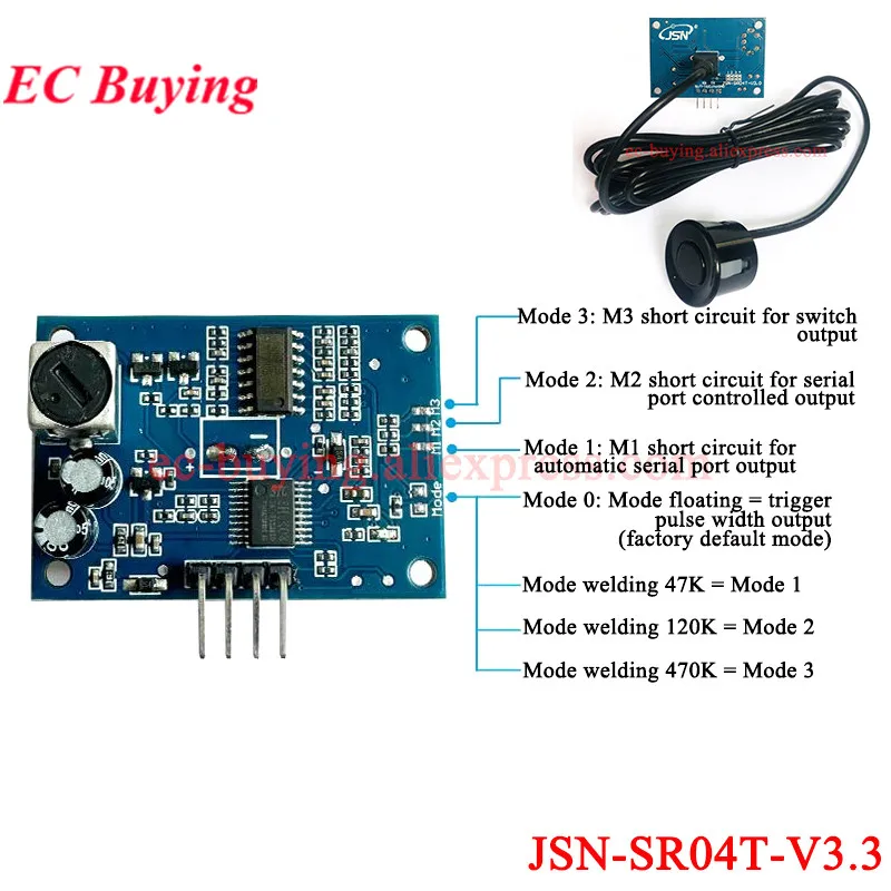 Waterproof Ultrasonic Module JSN-SR04T 3.0 JSN SR04T 3.3 Water Proof Integrated Distance Measuring Transducer Sensor for Arduino