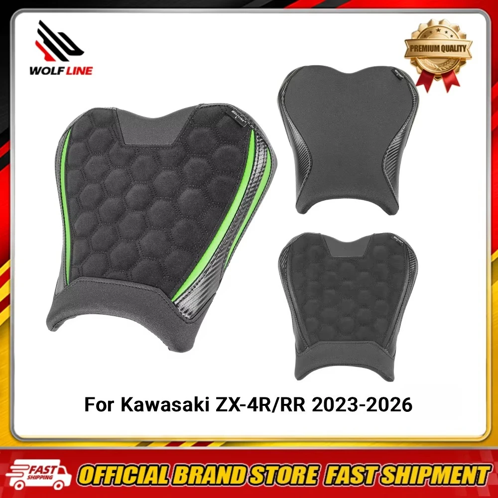 WOLFLINE Front Driver Seat for Kawasaki ZX-4R ZX-4RR 2023 2024 2025 2026 Lower 20mm Rider Seat Comfort for Travel Country Riding
