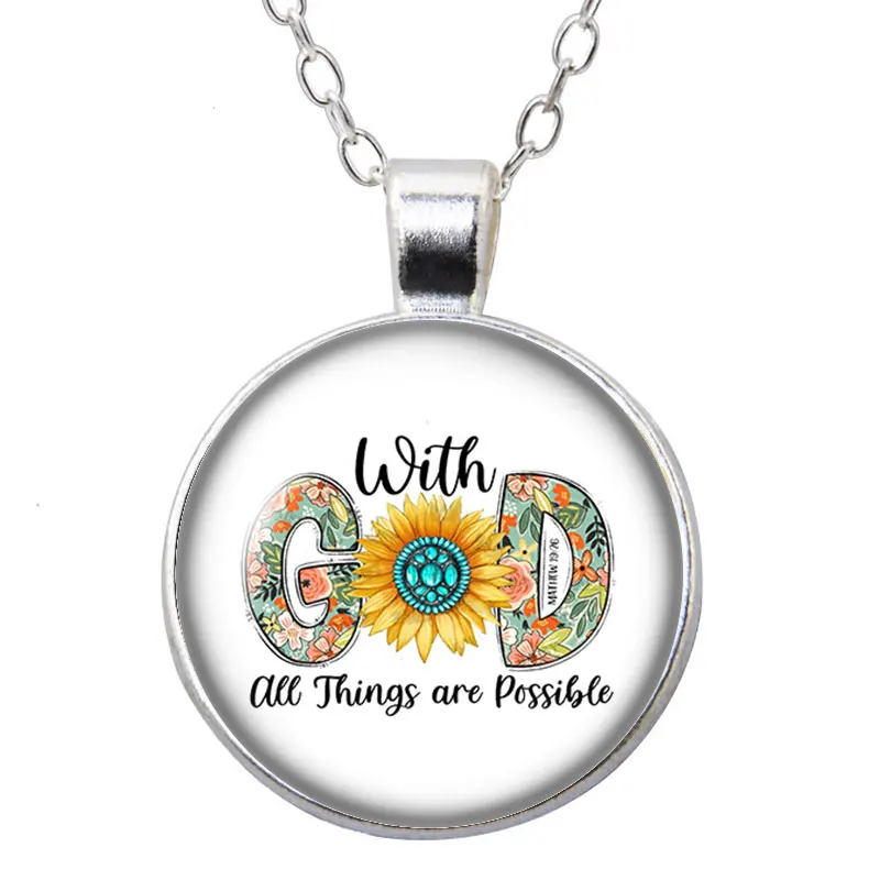 Art "GOD" Words flowers Jesus Photo Round Glass cabochon necklace keychain brooch pin Aromatherapy car clips Custom jewelry