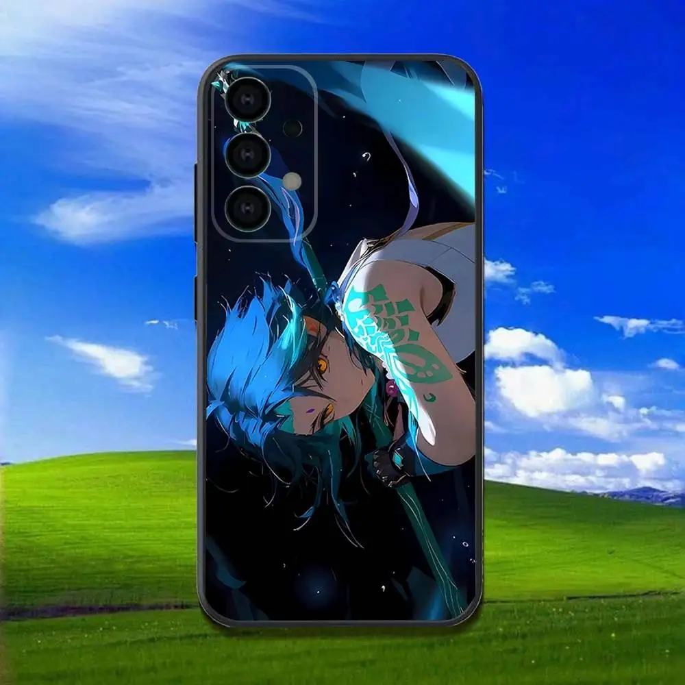 حافظة هاتف Xiao G-Genshin Impact لهاتف سامسونج جالاكسي A13، A21s، A22، A31، A32، A52، A53، A71، A80، غلاف أسود ناعم