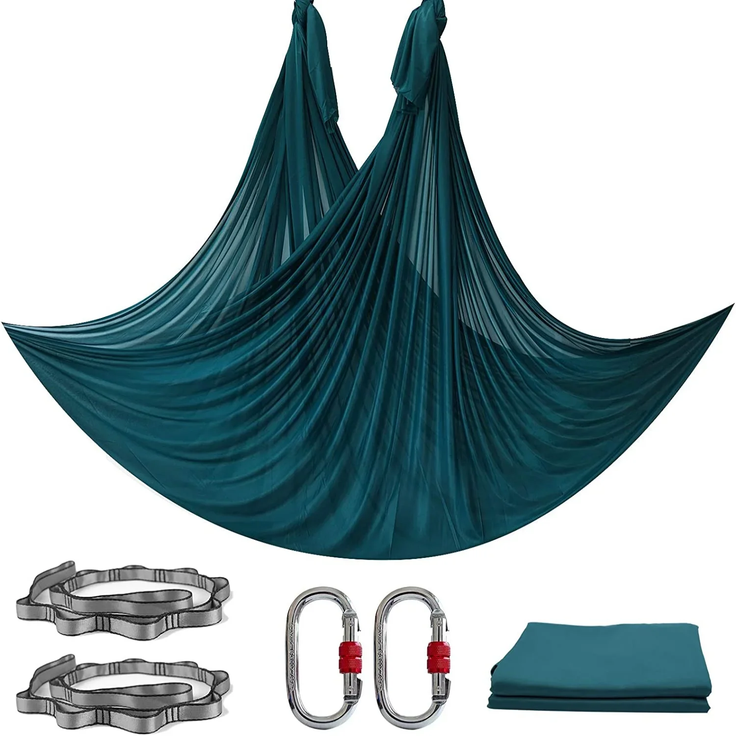 Aerial Silk Yoga Swing Set L: 5m W: 2.8m - Aerial Yoga Hammock Set Anti-Gravity Flight Suitable for Fitness, Dance, Includes Hoo