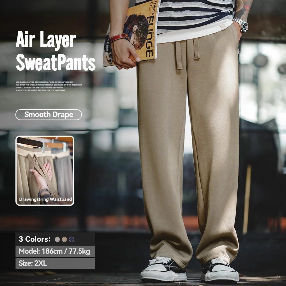 Maden Casual Color Blocking Sweatpants Cityboy Wrinkle Stretch Straight Leg Loose Pants Sports Baggy Trousers for Spring Fall