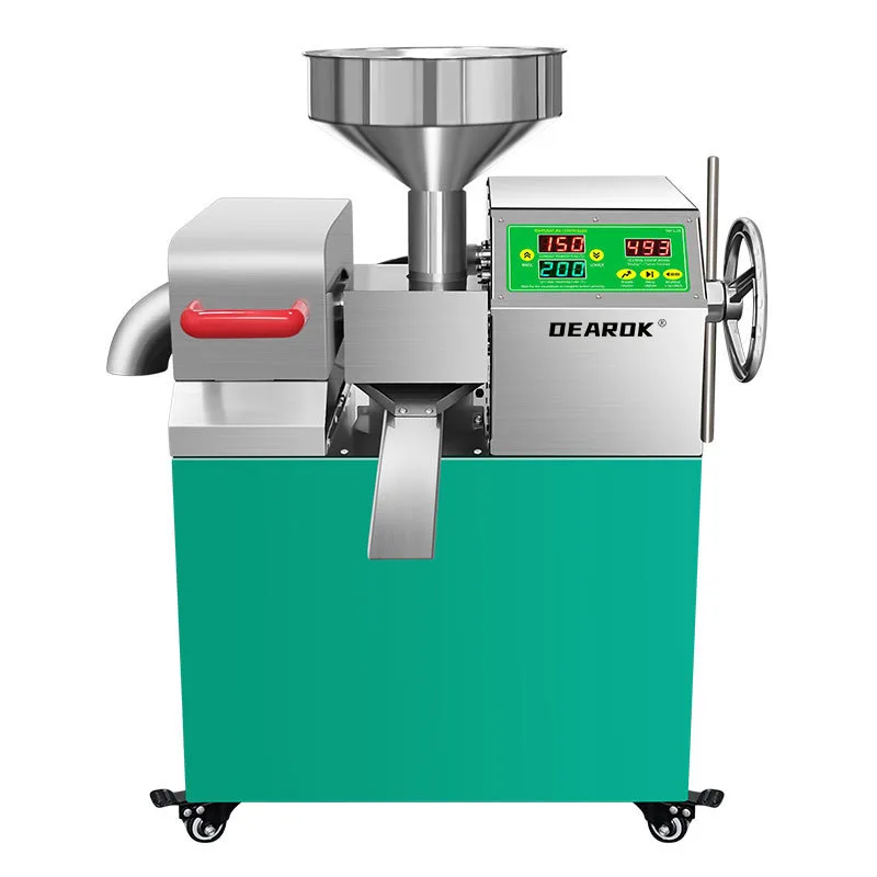 DEAROK-P10 Intelligent Small Commercial Oil Press 220V/110V Automatic Stainless Steel Oil Press 1200W Power 9-15KG Per Hour