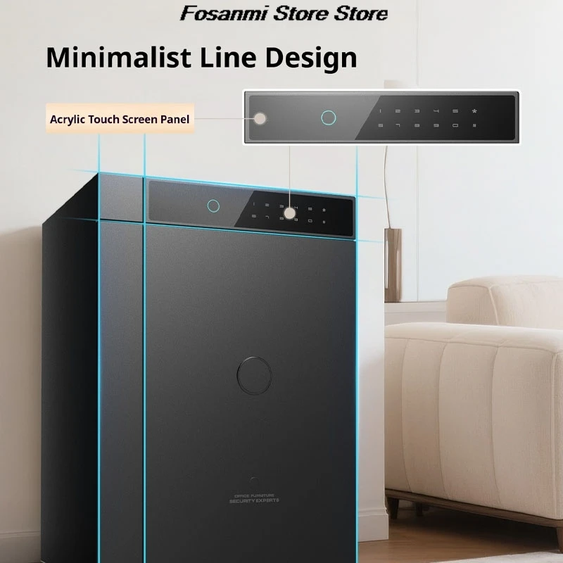 2025 صندوق الأمان الذكي 60 سنتيمتر خزانة الأمن بصمة قفل بكلمة مرور كامل شاشة تعمل باللمس مكافحة سرقة الصلب للمنزل مكتب السرير