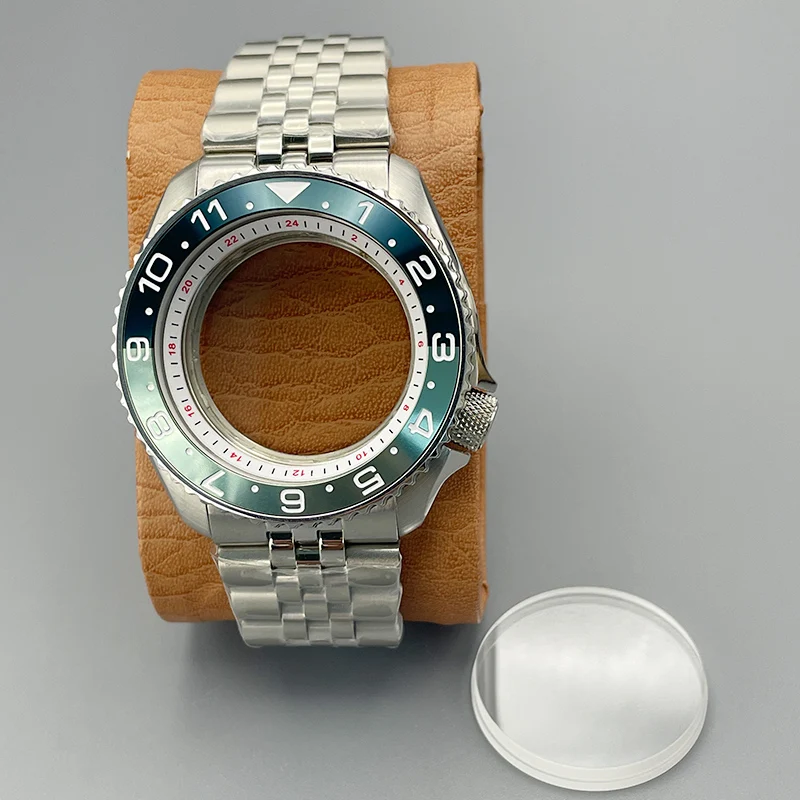 42mm SKX007 Watch Case and Band NH35 Case Curved Bezel Insert Ring Flat Double Sapphire Glass For NH35 NH36 Movement 28.5mm Dial