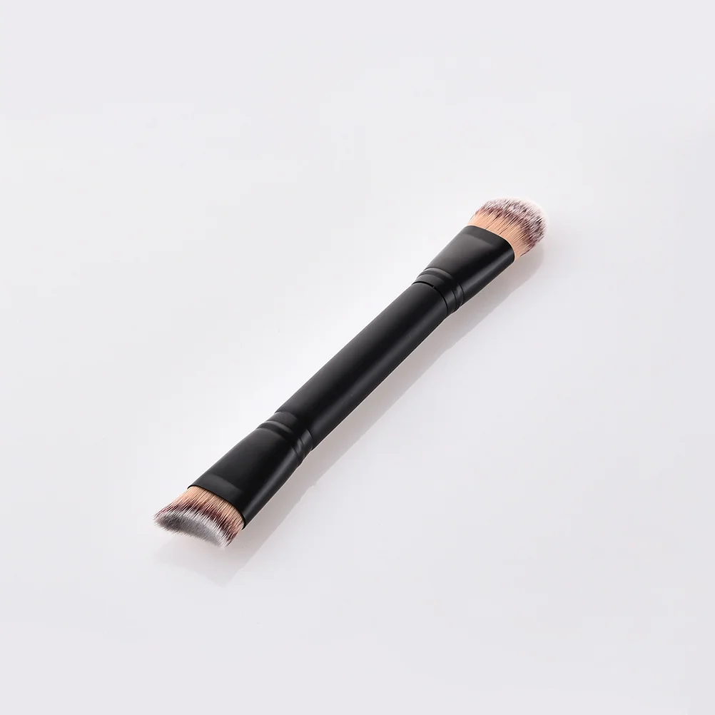 Doppelseitige Bürste mit Holzgriff, ultraweiche, dichte Borsten für Puder, Rouge, Foundation, Blending, Make-up-Werkzeug