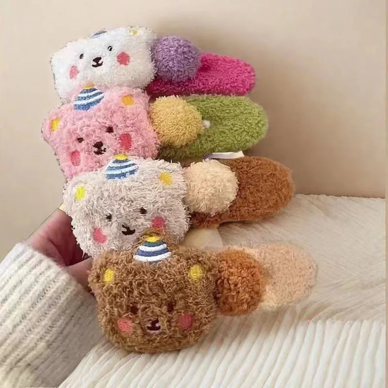 Herbst Winter Plüsch Haar Clips für Kinder Erwachsene Nette Bär Lamm Fleece Prinzessin Mädchen Haarnadeln Pony Clips Kinder Haar Zubehör