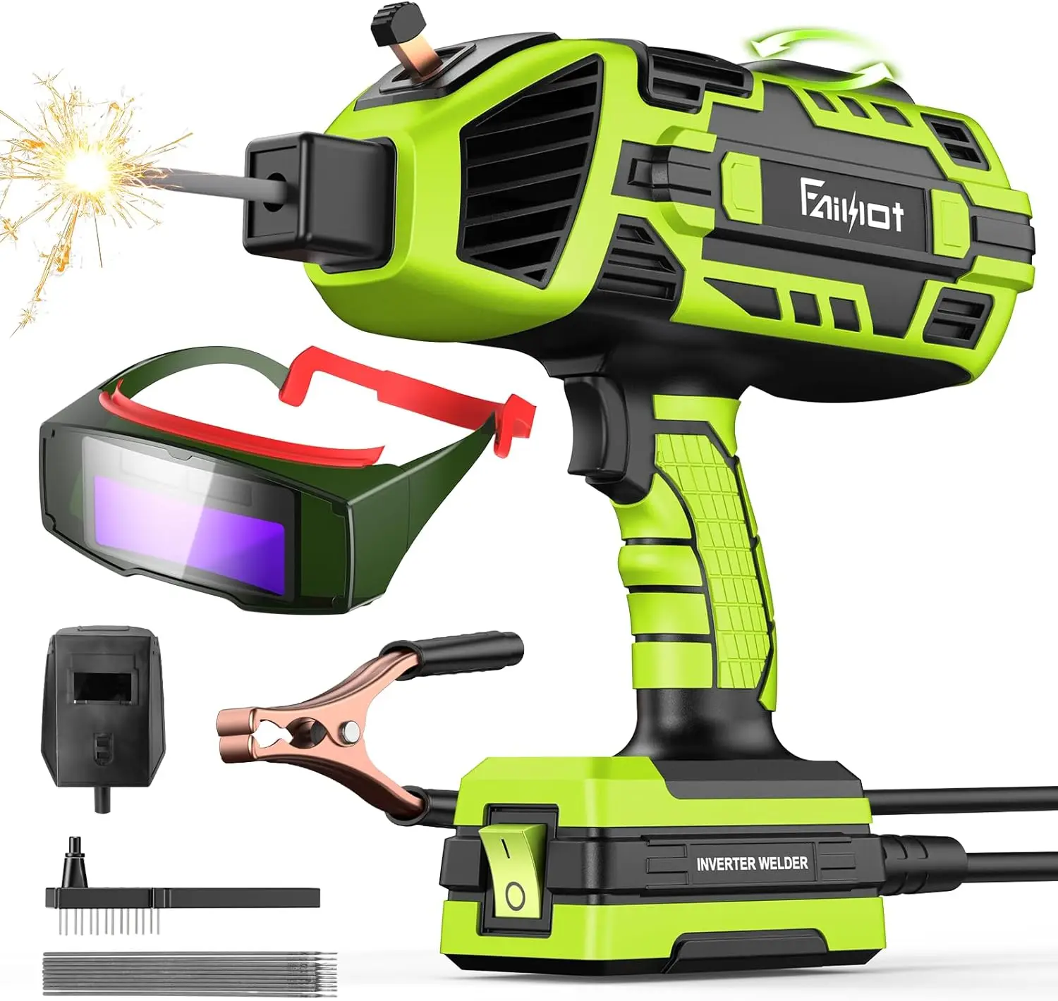 ماكينة لحام محمولة Taskstar 110 فولت مع نظارات سواد تلقائية: ماكينة لحام القوس العاكس IGBT لقضبان 3/32 بوصة-1/8 بوصة #1