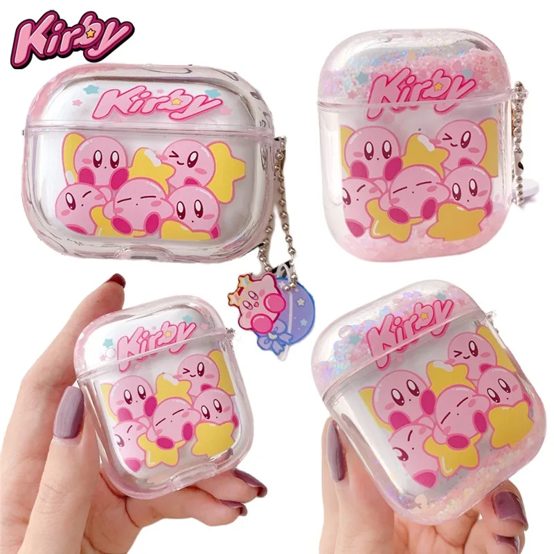 Kawaii Kirby Headphone Case for Airpods 4 3 2 1 Pro2 Cartoon Transparent Protective Cover for Apple Airpods Pro Decorative Shell