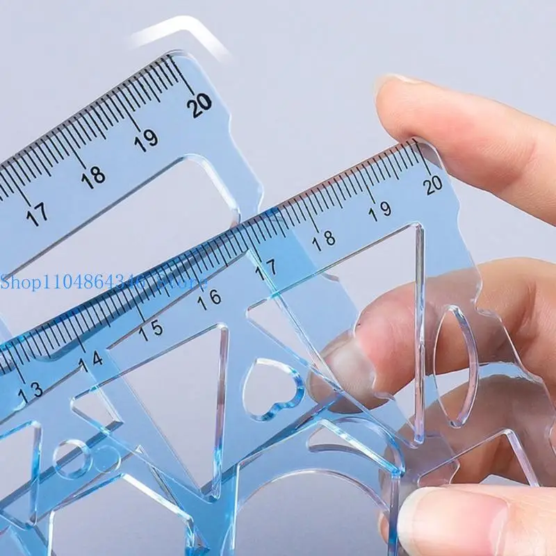 5Asd 7pcs Modèles dessin Santiers Plastics Rulers en plastique Multi-fonctions Règles Géométriques Dessins Modèles