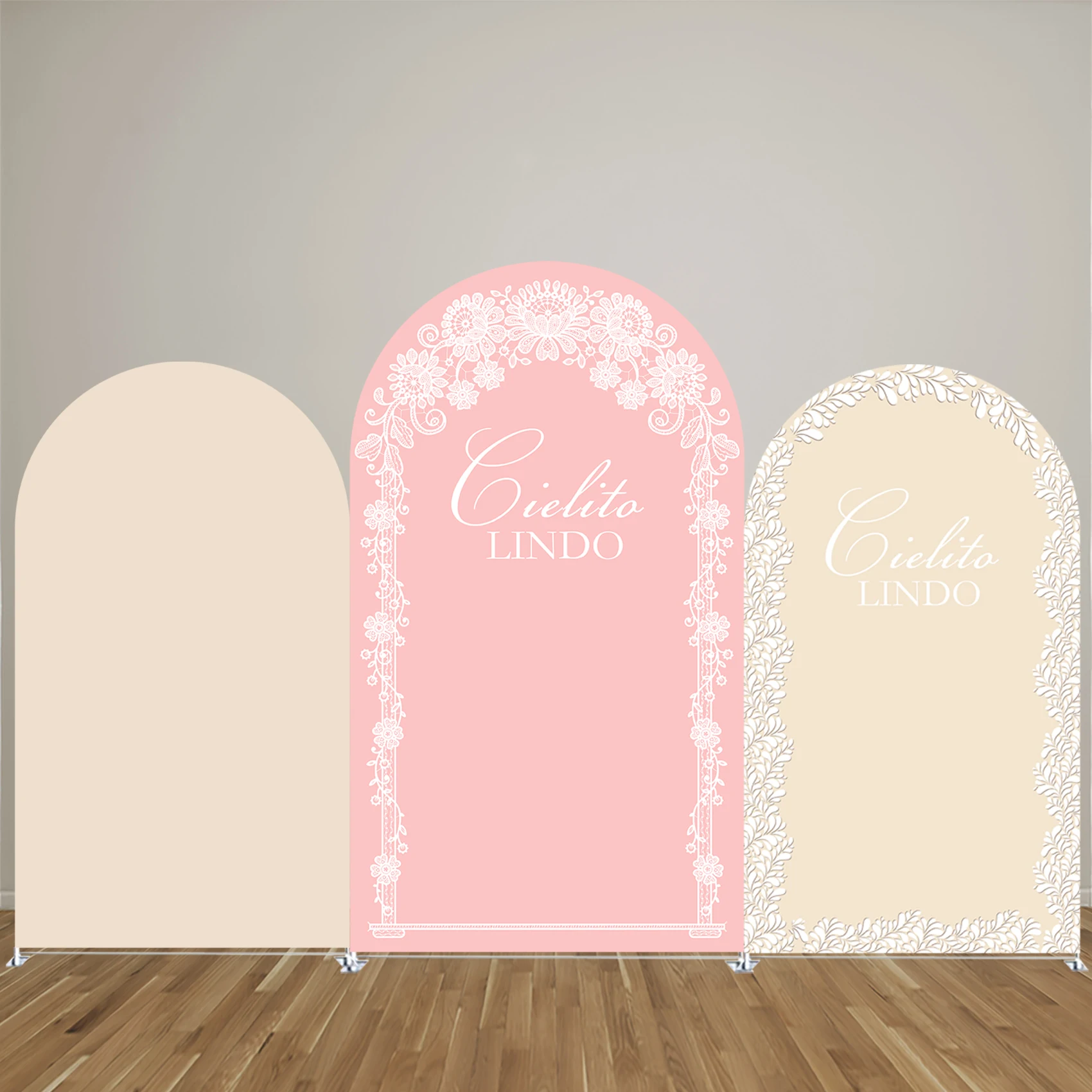 

Beige Pink Mexican First Fiesta Arch Backdrop Cover for Birthday Baptismx Baby Shower Party,Double-sides-Elasticity-Washable