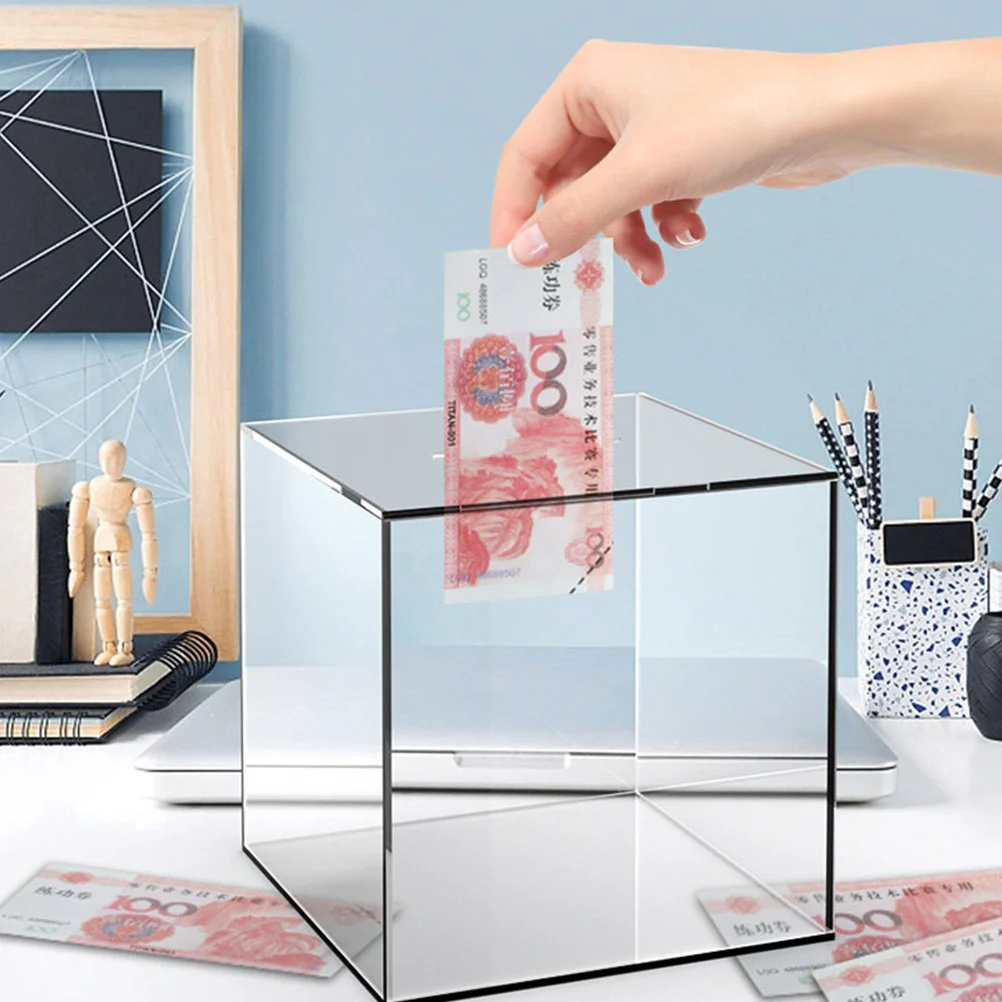 Container Transparent Piggy Bank Baby Home Decor Tins Acrylic Daily Use Saving Desktop