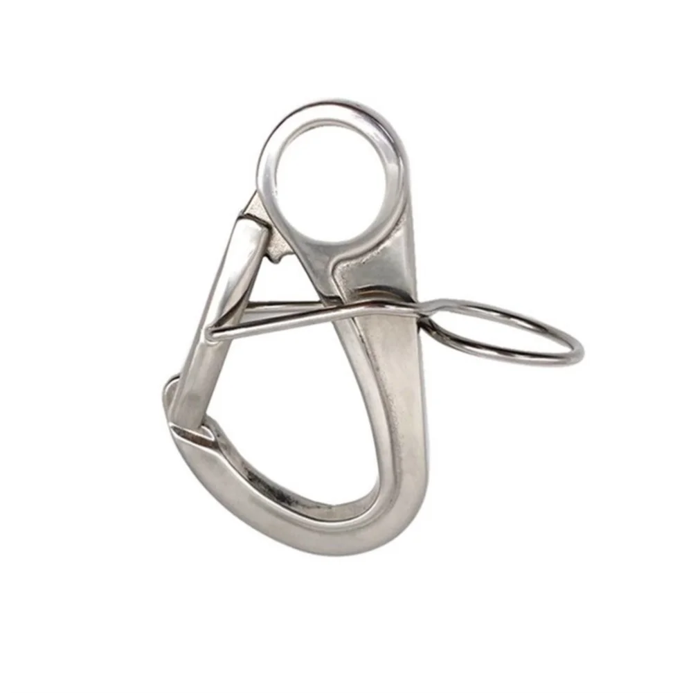 316 Stainless Steel Safety Hook with Dual Spring Locks 108 x 65 mm for Mooring Anchoring Cargo Securing and Towing