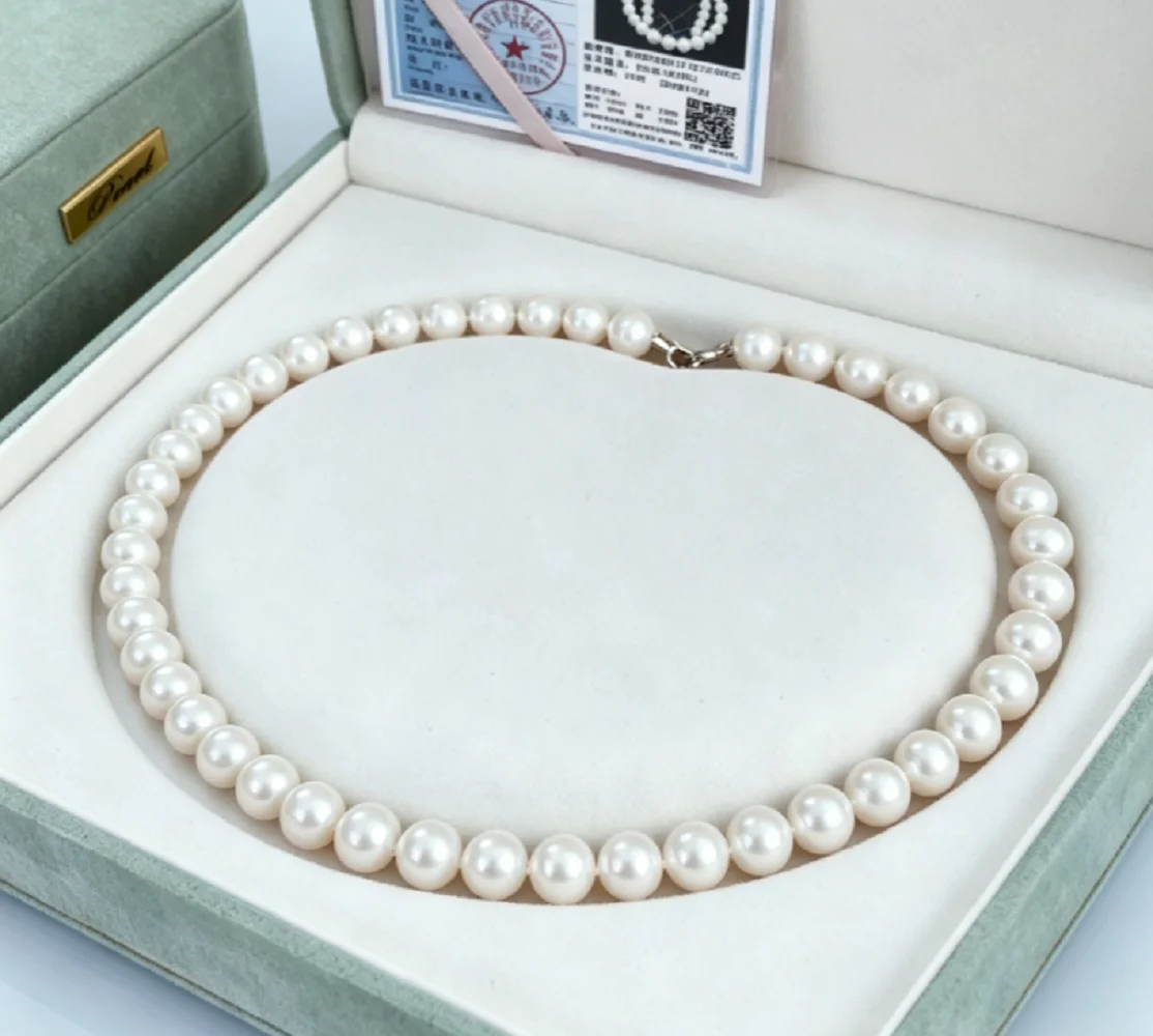 Large Particle Necklace AAAA12-13.5mm Natural Pearl Necklace 18in/Comes with Certificate