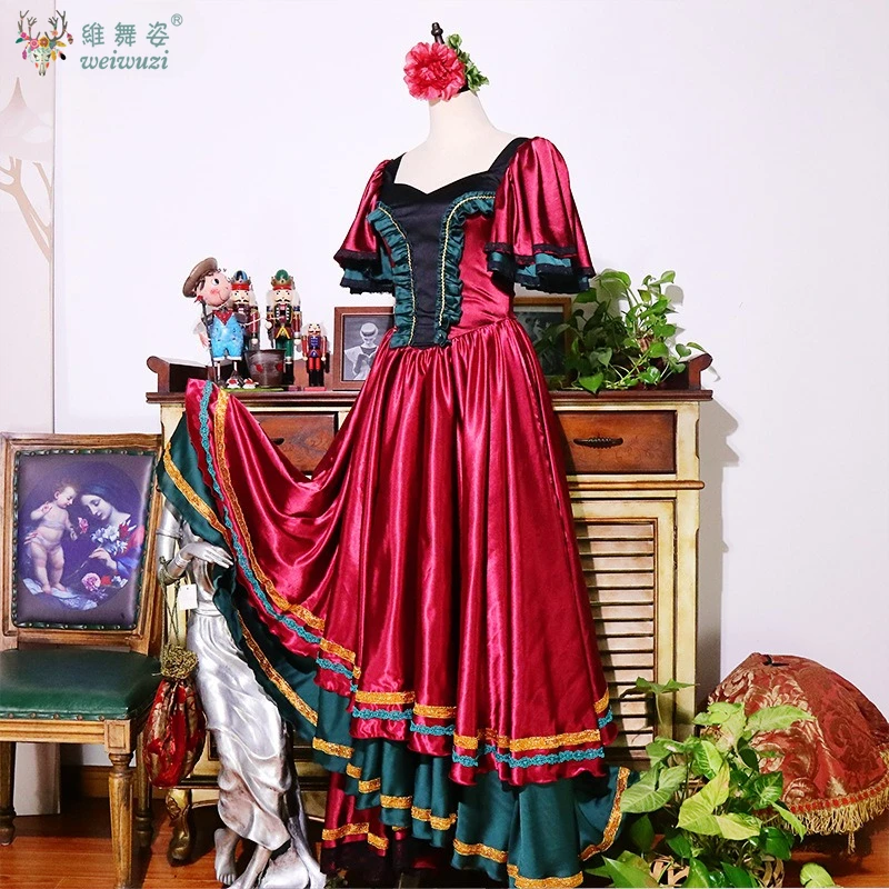 Flamenco Dance Swing Skirt Women High Waist Slimming Multi-layer Cake Skirt Modern Dancing Tango Waltz Stage Performance Costume