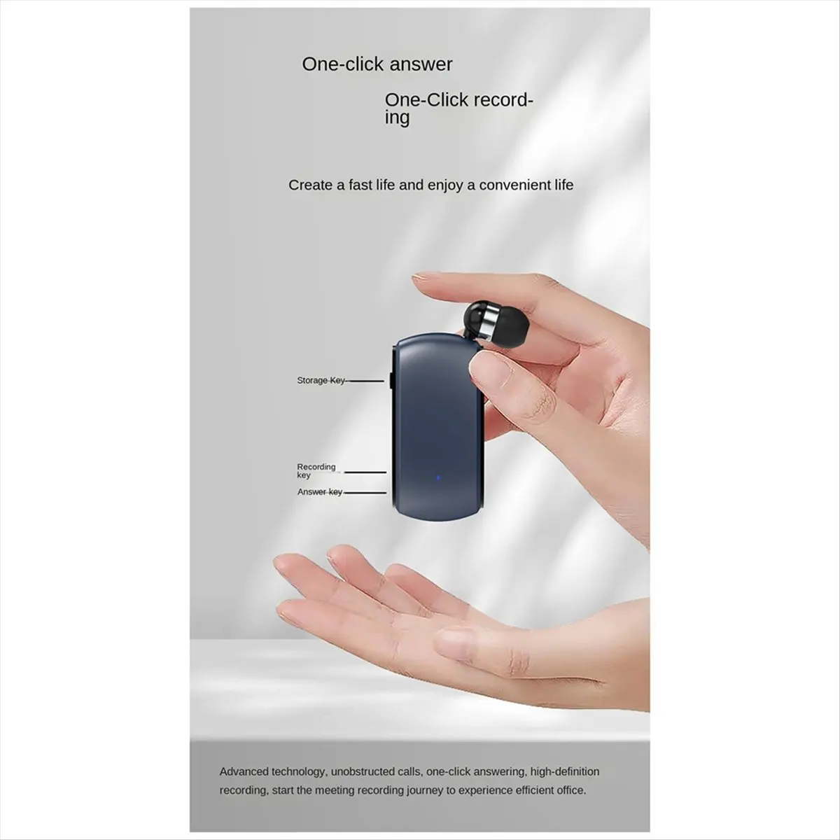 

M85K K68 Bluetooth-гарнитура, петличная выдвижная подключаемая карта, одиночные наушники, многофункциональная гарнитура с зажимом, MP3-плеер, белый