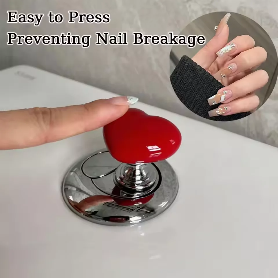 

Heart Shape Toilet Presser Button Bathroom Water Tank Push Switch Toilet Bathing Room Decor Nail Protector
