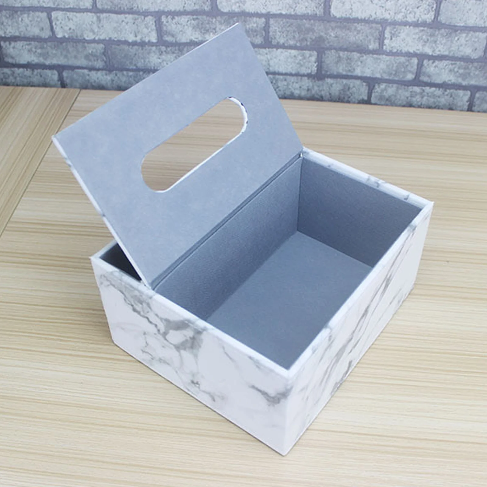 

Marble Pattern Tissue Box Storage Holder Rectangular Wood Material Napkin Container For Home Office Desktop