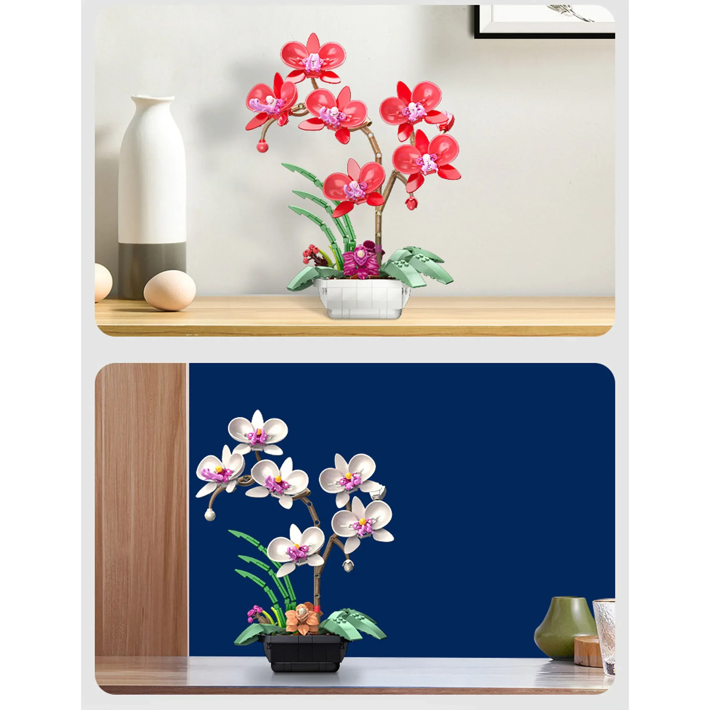 Building blocks flower Phalaenopsis flower bouquet bonsai girls assemble toys to send gifts to girls