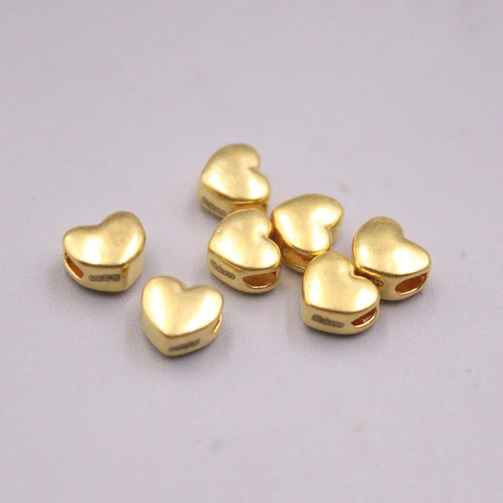 1pcs Pure 999 Real 24k Yellow Gold Pendant 3D Loving Heart Loose Bead 0.08-0.09g